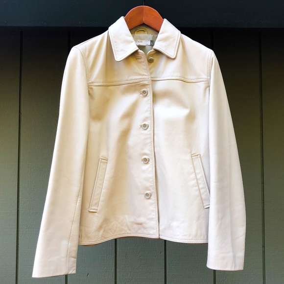 Vintage J. Crew Cream Leather Jacket - Picture 5 of 8